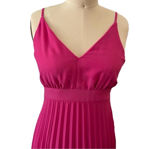 Jessica Simpson Pink Pleated Summer Sleeveless Adjustable Straps Midi Dress Sml - Picture 2 of 6
